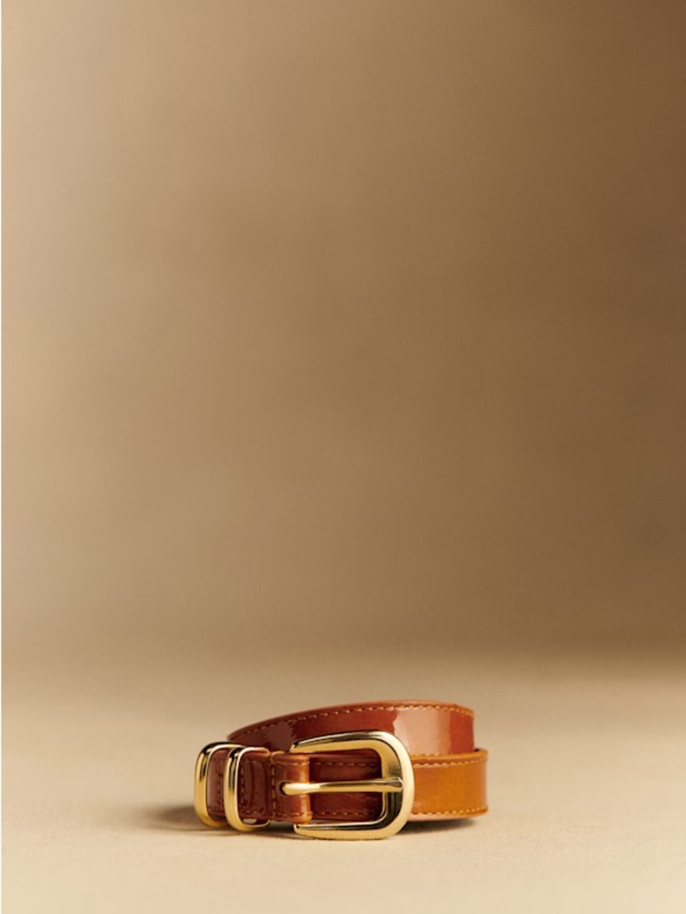 NWT Sezane Livie Belt in Patent Camel 75